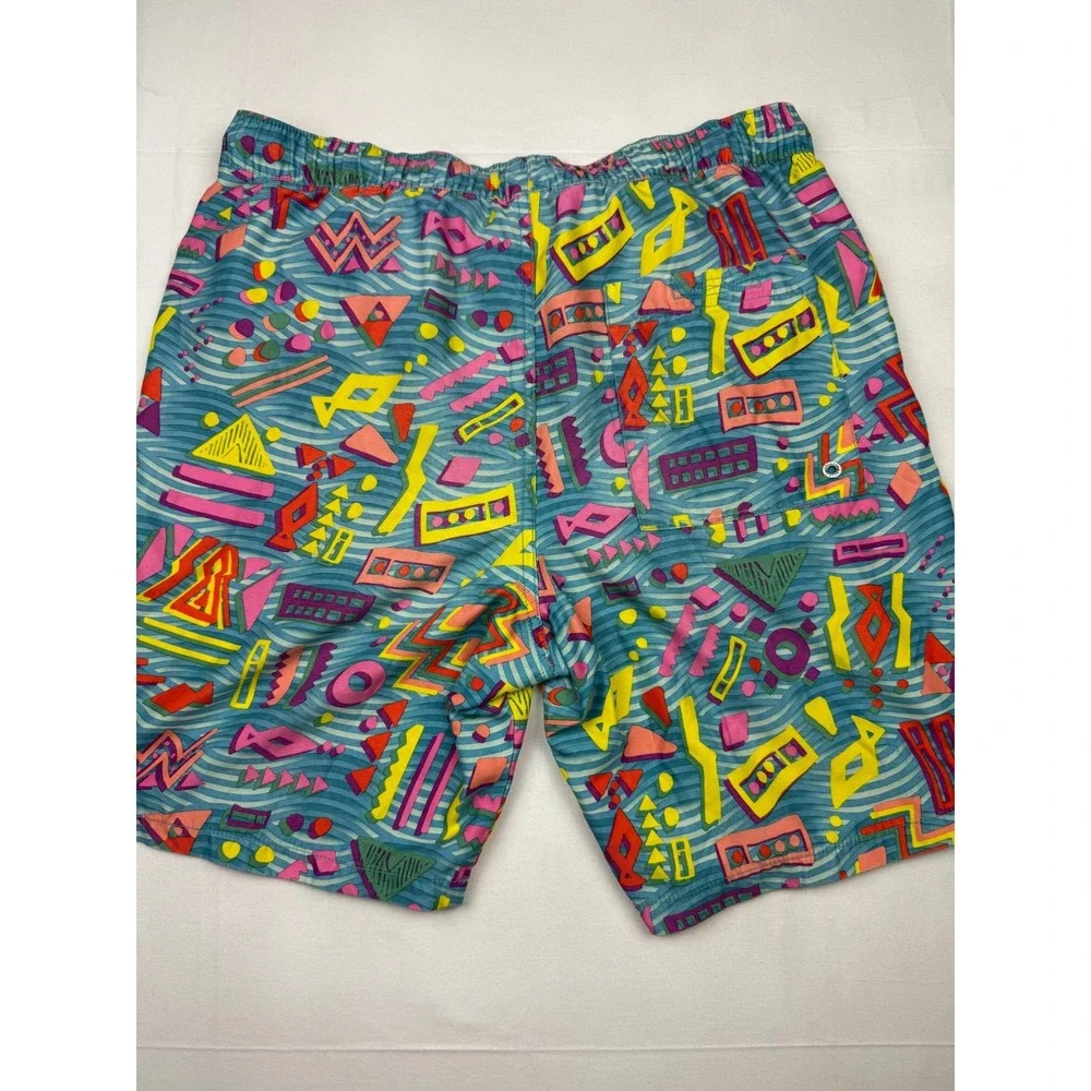 Empyre Swim Trunks Medium Blue Multi 90s Geometric Retro Zumiez Board Shorts